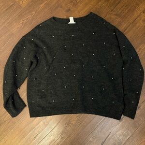 H&M Grey Embellished Sweater